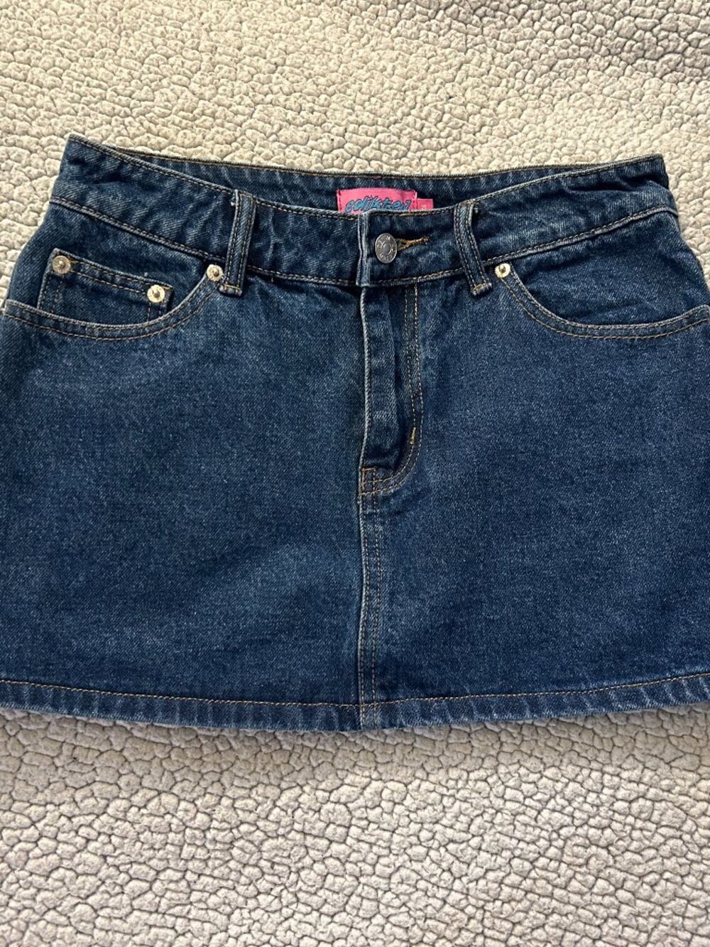 Edikted -- dark wash, denim, mini skirt, Womens XS, 100% cotton
